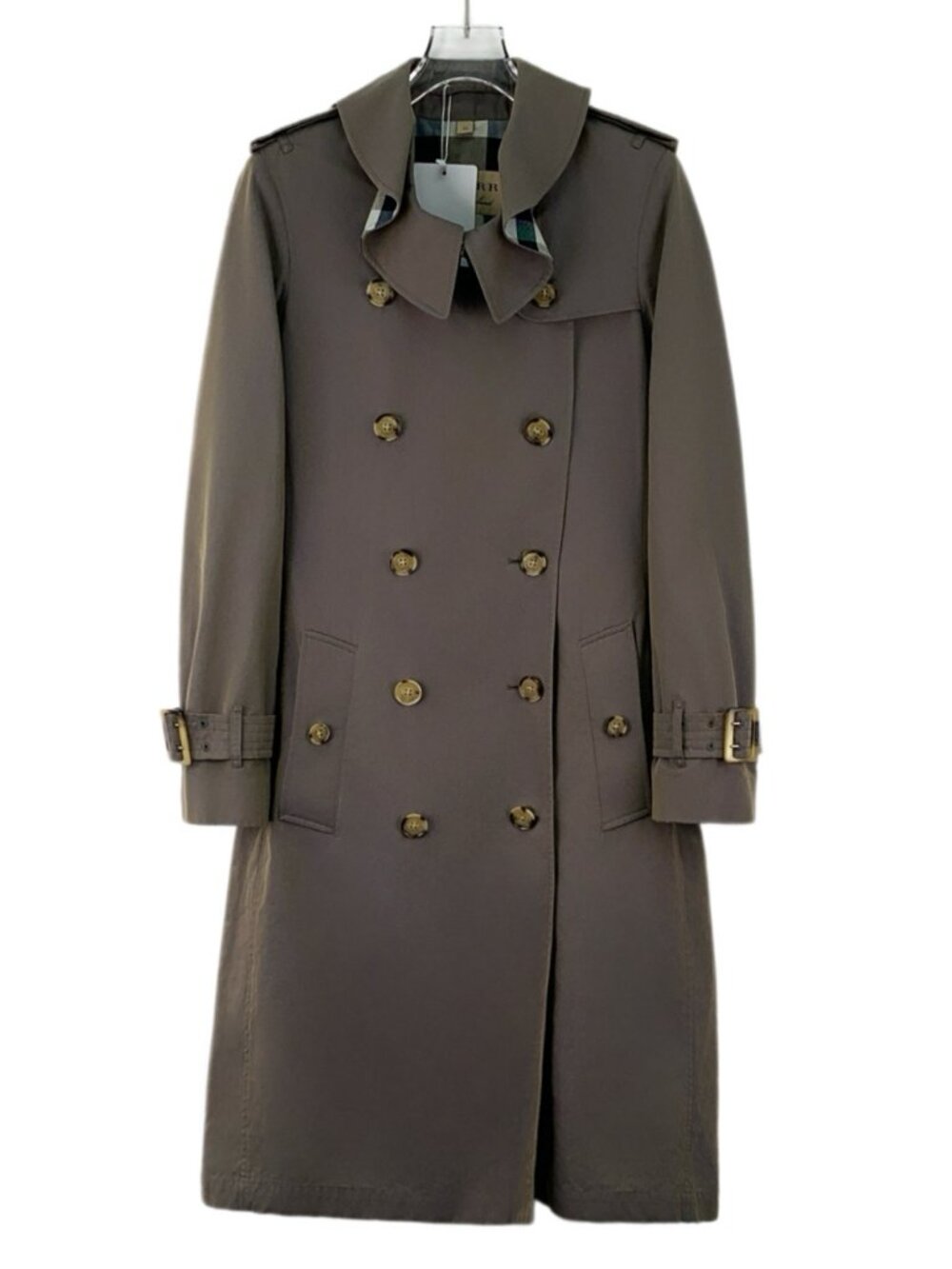 H30549 Burberry brown cotton lapel double-breasted windbreaker jacket 38 M size